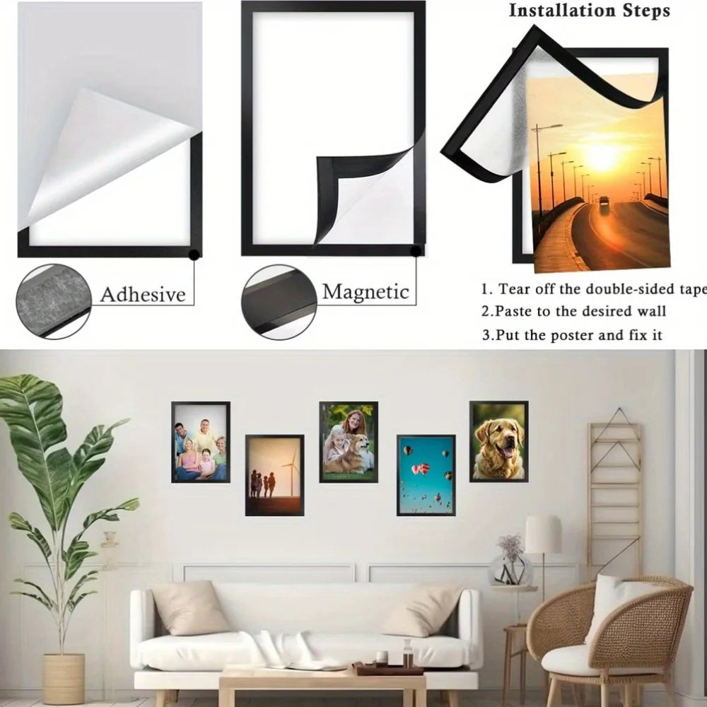 3PCS Magnetic Self-Adhesive Wall Frames for Photos & Notes