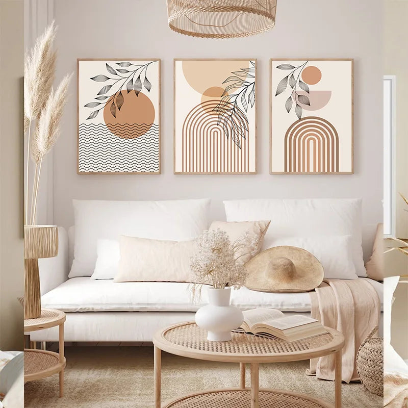 Triptyque de Toiles Boho "Sérénité Végétale"