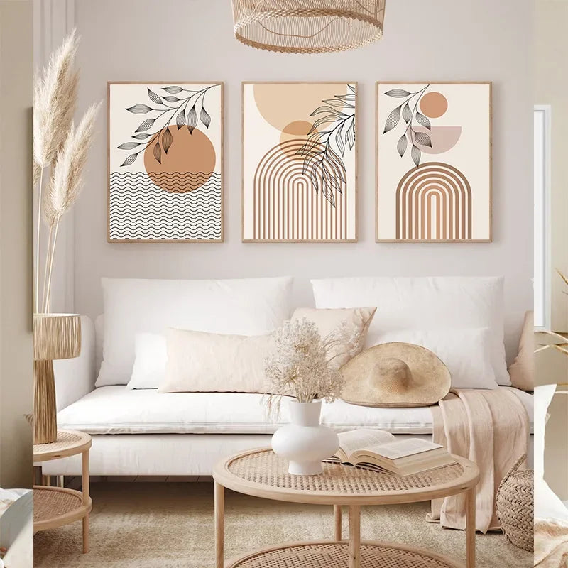 Triptyque de Toiles Boho "Sérénité Végétale"