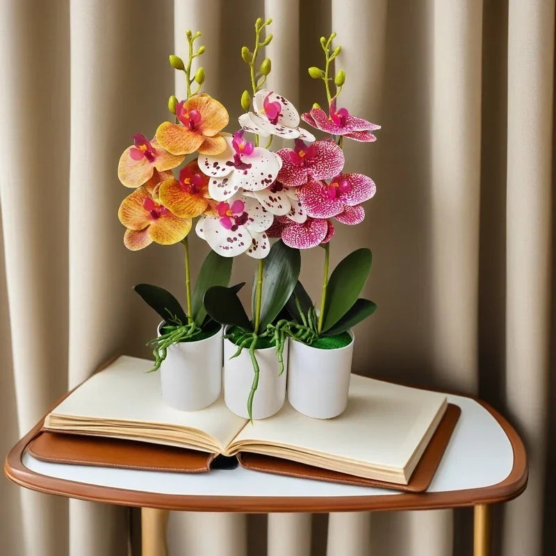 4PCS Artificial Orchid Potted Plants with Pots for Home & Office Decor