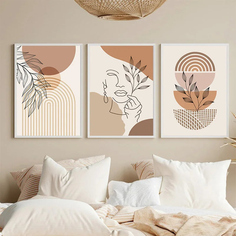 Triptyque de Toiles Boho "Sérénité Végétale"