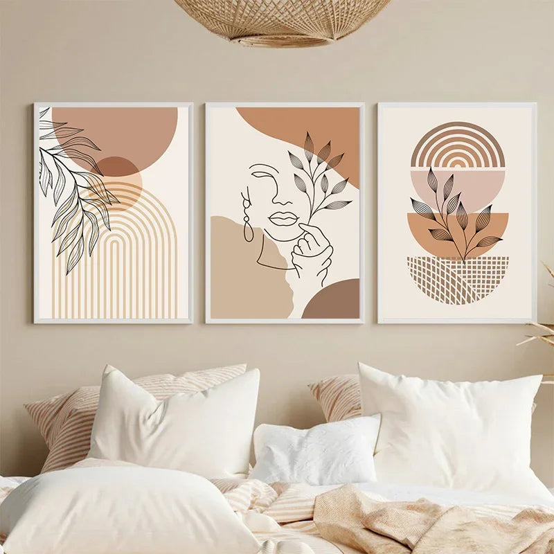 Triptyque de Toiles Boho "Sérénité Végétale"